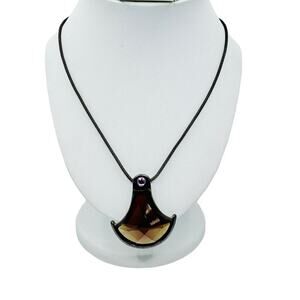 Geometric Shape Lucite Teardrop Pendant by Liz and Co. Necklace Signed